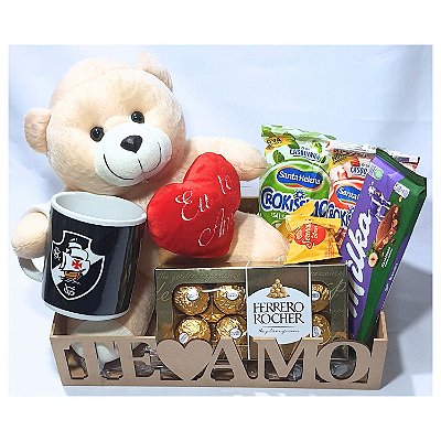 Cesta Vasco Presente Dia Dos Namorados Com Urso Caneca